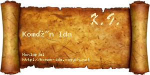 Komán Ida névjegykártya